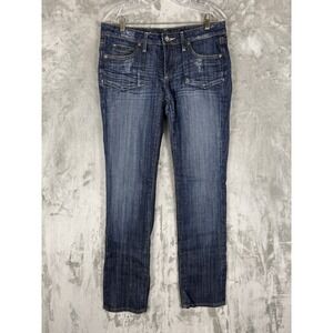 Vigoss Jeans Womens Size 7 Straight Leg Dark Wash Denim Embellished Style P1849J